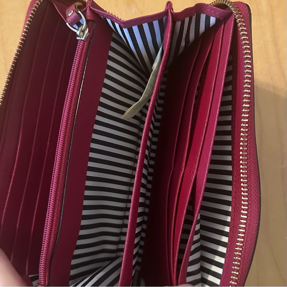 Kate Spade Raspberry Leather Wallet Sleek Design - Picture 7 of 11